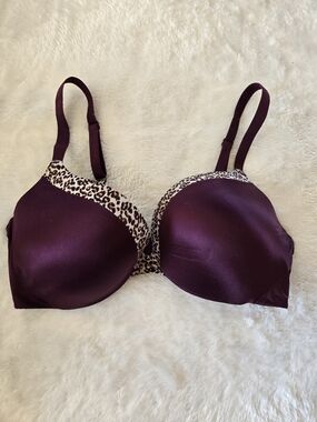 Victoria's Secret Deep Plum Bra with Leopard Accent